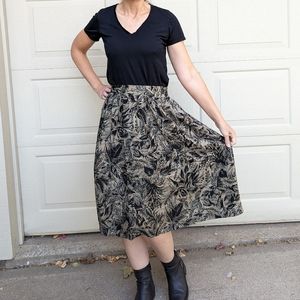VINTAGE MIDI SKIRT rayon sage and black M
